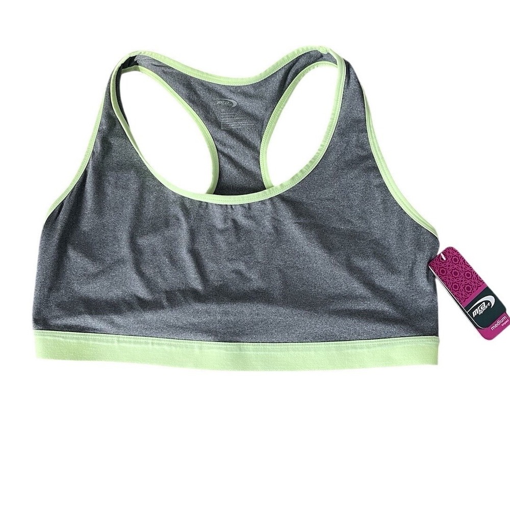Mta Sport Performance Racerback Sports Bra 2x‎ NWT gym yoga plus intimates gray